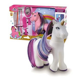 Brinquedo Unicórnio D Cabelo Colorido C Acessórios Infantil Cor Branco