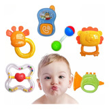 Brinquedos Para Bebê Kit 6 Chocalho Mordedor 1 Infância