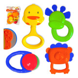 Brinquedos Para Bebê Kit Chocalho   Mordedor Macio Colorido