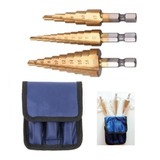 Brocas Escalonadas Cônicas Hss 4 20mm Kit 3 Peças Estojo