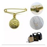 Broche Alfinete Abre Fecha Anjo Da Guarda Folheado Ouro 18k