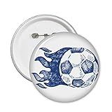 Broche De Futebol Com Estampa Azul Chama De Futebol Broche De Futebol Emblema De Botão Decoração 5 Peças