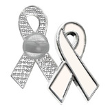 Broche Pin Laço Campanha Dezembro Branco C 200 Unidades