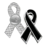 Broche Pin Laço Campanha Preto Luto C 30 Unidades