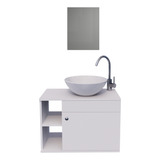 Brovália Italia Gabinete Armário Para Banheiro Com Pia Cuba 60cm Balcão Suspenso Branco
