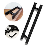 Bruen Puxador Para Porta Pivotante Madeira E Vidro De Correr 50cm Duplo Inox Preto Fosco