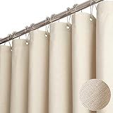 BTTN Cortina De Chuveiro De 137 X 192 Cm- Conjunto De Cortina De Chuveiro De Tecido Pesado Texturizado De Linho Com 10 Ganchos De Plástico- Cortinas De Chuveiro De Tecido Ponderado De Luxo Para