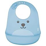 Buba Azul Babador De Silicone Com Pega Migalhas Gumy Bebê Unissex Azul Blue Único