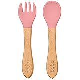 Buba Kit Talheres Silicone E Bambu - Rosa