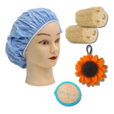 Bucha Para Banho Vegetal Esponja Touca Kit 05 Peças Premium