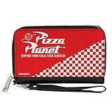 Buckle Down Carteira Disney Zíper Ao Redor Toy Story Pizza Planet Serving Your Local Star Red White Couro Vegano Vermelho 7 5 X4 5 Casual
