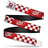 Buckle Down Cinto De Segurança Fivela Toy Story Pizza Planet Logotipo Xadrez Vermelho Branco Masculino Feminino Infantil Ajustável Toy Story 1 5 Wide Fits Pant Size 24 38