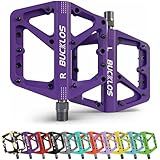 BUCKLOS Pedais De Mountain Bike Pedais MTB Planos- Bicicleta De Estrada Adulto Grande Plataforma Pedal Com Alças Antiderrapantes Para Cascalho-bicicleta Híbrida-cruzador De Praia -9-16 Nylon Roxo-