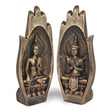 Buda Híndu Mão Namastê Enfeite Decorativo Resina Casal