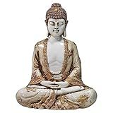 Buda Hindu Tailandês Tibetano Estátua Marrom Grande De 22 Cm Branco Brilhante