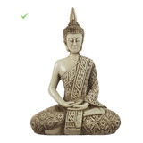 Buda Hindu Tailandês Tibetano Sidarta Em Resina Branco 20cm 