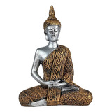 Buda Hindu Tailandês Tibetano Sidarta Resina Prata C Ouro