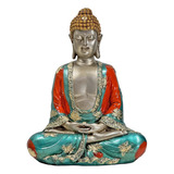 Buda Hindu Tibetano Sidarta Estátua Grande Champagne Cores
