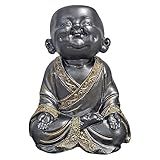 Buda Sorridente Estátua Monge Chinês Enfeite Zen Decorativo Chumbo C Dourado 