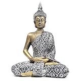 Buda Tibetano Decorativo Estatueta Hindu Chakras Resina Dourado Prata