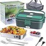 Buddew Lancheira Elétrica 70W Aquecedor De Alimentos 3 Em 1 12V 24V 110 230V Aquecedor De Almoço Portátil Grande Capacidade De 1 8L Lancheira Aquecida Para Carro Caminhão Casa Escritório Com Bolsa