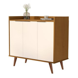 Buffet Aparador 3 Portas Pé Palito Retro Cor Buffet Nature Pérola