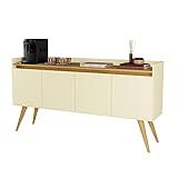Buffet Aparador Balcão Cantinho Do Café Cozinha E Sala De Jantar Retrô Vintage 4 Portas Gold Primus Pérola Mel