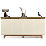 Buffet Aparador Balcão Sala De Jantar 4 Portas Flow Offwhite Freijó
