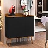 Buffet Aparador Pés Palito 3 Portas 4400 Sandes Cor Preto Nature JM Casa Dos Moveis
