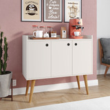 Buffet Aparador Retrô Cozinha 3 Portas Off White