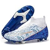 BUFUHA Botas De Futebol Masculinas Brancas Chuteiras Cano Alto Para Treinamento Profissional Ao Ar Livre Botas De Futebol Preto Respirável AG Branco 42