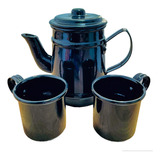 Bule Chaleira Vintage Café Chá 400ml 2 Xícaras 80ml Preto