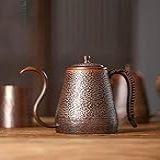 Bule De Chá De Cobre Martelado Chaleira Fogão Bule De Chá Boca Longa Chaleira De Cobre Pescoço Fino Fogão Elétrico De Cerâmica Bule De Chá Vintage Sólido De Cobre Puro Com Cabo De Corda Trançada