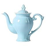 Bule De Chá De Porcelana Fina Azul Claro Chaleira Inglesa Estilo Victoria Leve 1 05 L