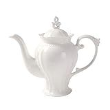 Bule De Chá Inglês Ultra Branco De Porcelana Fina Cafeteira Estilo Victoria Leve 1 048 G