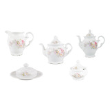 Bule Leiteira Mantegueira Cafeteira Açucareiro De Porcelana Schmidt Eterna Decorada 1 Litro