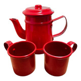 Bule Vintage Retro De Café Chá 400 Ml Esmaltado 2 Xic 80ml