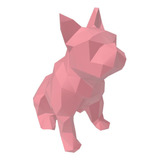 Bulldog Francês Sentado Pet Low Poly Geométrico Decoração 3d
