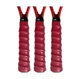 Buluzine Aderência De Raquete Aderente Para Tênis Absorvente Antiderrapante Badminton Overgrip Pickleball Overgrip Com Bordas De Amortecimento Overgrips 3 Peças Vermelho