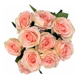 Buquê De Rosas Artificial Com 10 Flores Com Folhas 19 19 