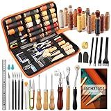BUTUZE Ferramentas De Trabalho De Couro Kit De Ferramentas De Couro Kit Prático De Artesanato De Couro Com Furo De Sulco Encerado Para Costura De Couro Presentes Para Iniciantes Ou Adultos Vem Com Manual De Ferramentas
