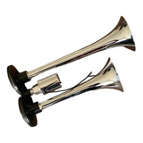 Buzina A Ar 2 Dupla Cromada Caminhão 12v 24v Marítima