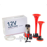 Buzina A Ar Automotiva 2 Cornetas E Compressor 12v Som Alto