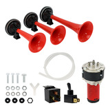 Buzina A Ar Elétrica 3 Cornetas 12v Com Compressor Completa