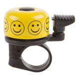 Buzina Campainha Sino Bicicleta Mini 35mm M wave Desenhos Cor Amarelo Sorriso