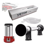 Buzina Marítima Vetor 12v Com Corneta Cromada Compressor