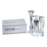 Buzina Marítima Vetor 2 Cornetas Cromada Com Compressor