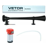 Buzina Preta 12v C 1 Corneta Vetor Compressor 47cm