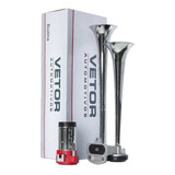 Buzina Vetor C 2 Cornetas Metal Cromada Compressor El 12v