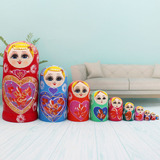 Bx 10 Peças De Madeira Russa Boneca De Aninhamento Figuras